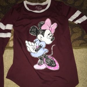 Burgundy Minnie Mouse Long sleeve top